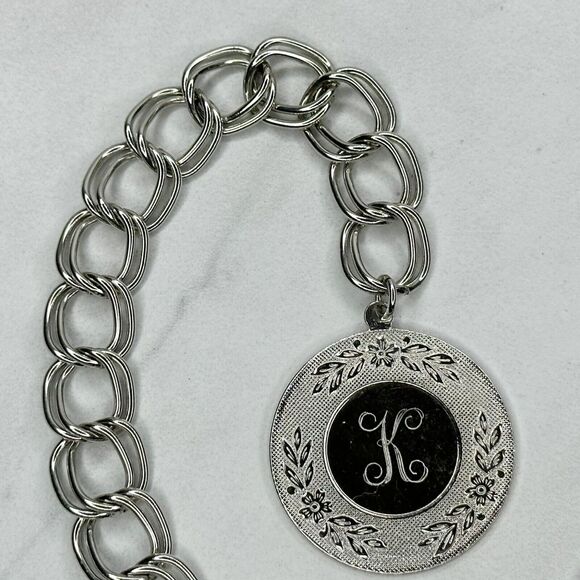 Silver Tone K Initial Chain Link Belt Y2K Festival XS/Small (XS/S) ✨ - Picture 9 of 10